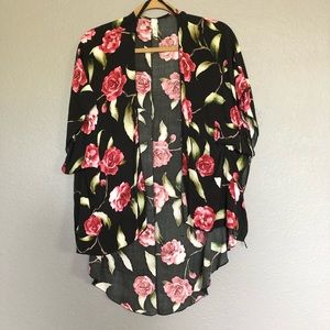 Worn 100% cotton rose/black/light green cardigan